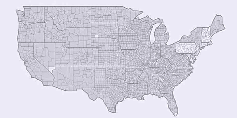 County map of the USA